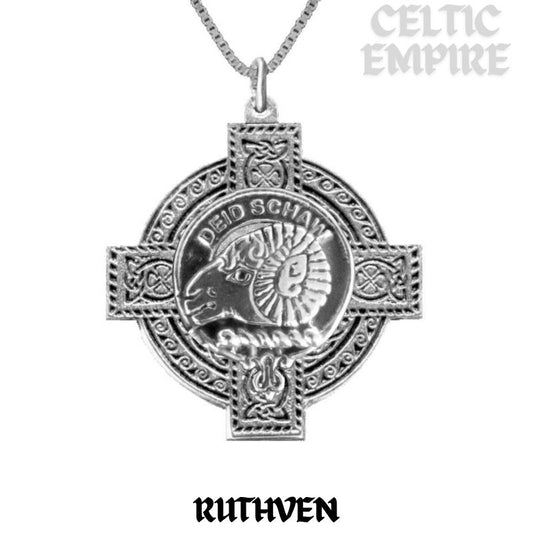 Ruthven Family Clan Crest Celtic Cross Pendant Scottish