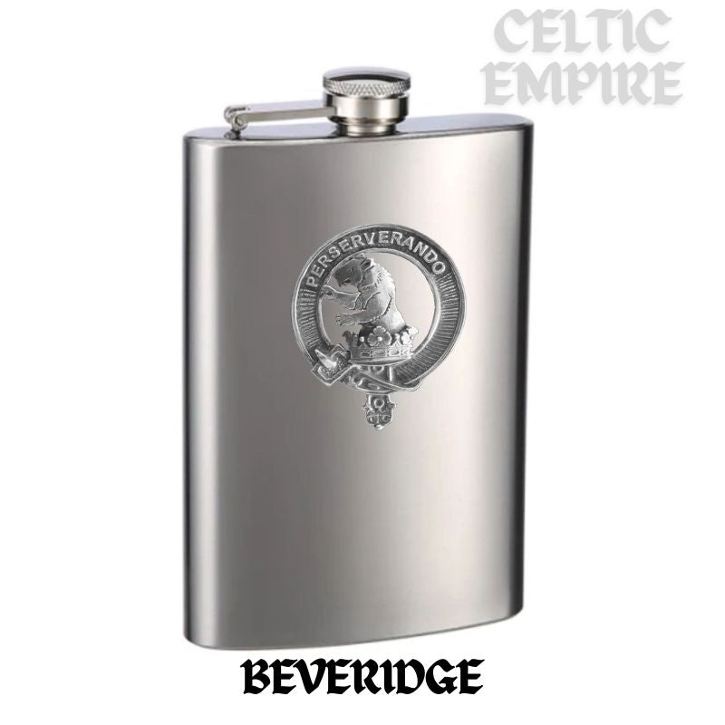 Beveridge Family Clan Crest Scottish Badge Stainless Steel Flask 8oz