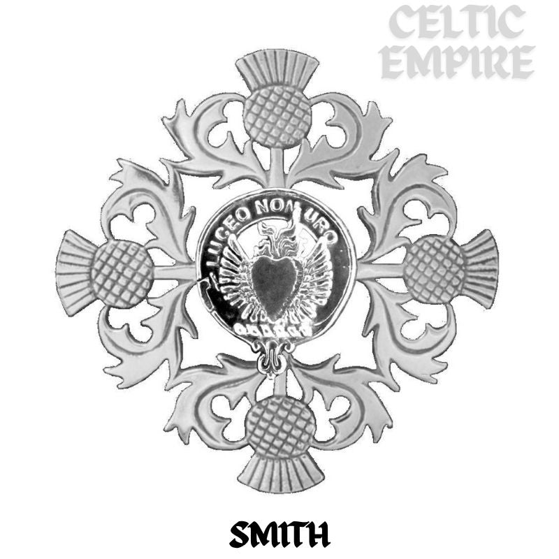 Smith Family Clan Crest Scottish Four Thistle Brooch