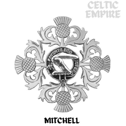 Mitchell Family Clan Crest Scottish Four Thistle Brooch