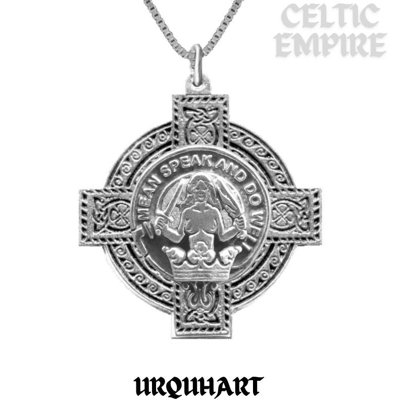 Urquhart Family Clan Crest Celtic Cross Pendant Scottish