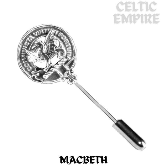 MacBeth Family Clan Crest Stick or Cravat pin, Sterling Silver
