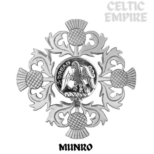 Munro Family Clan Crest Scottish Four Thistle Brooch