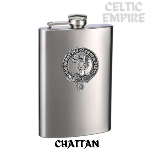 Chattan Family Clan Crest Scottish Badge Stainless Steel Flask 8oz
