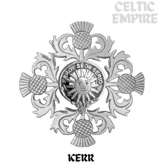 Kerr Family Clan Crest Scottish Four Thistle Brooch