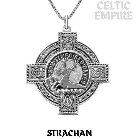 Strachan Family Clan Crest Celtic Cross Pendant Scottish