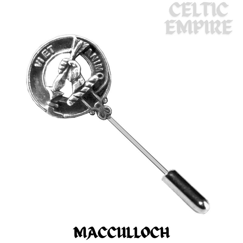 MacCulloch Family Clan Crest Stick or Cravat pin, Sterling Silver