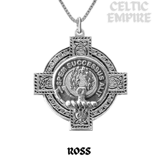 Ross Family Clan Crest Celtic Cross Pendant Scottish