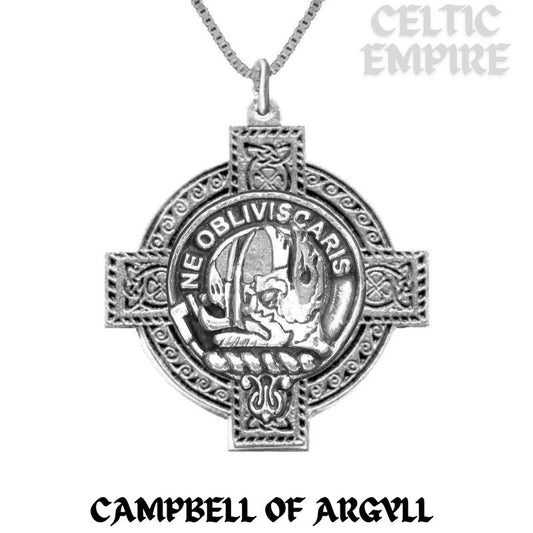 Campbell Argyll Family Clan Crest Celtic Cross Pendant Scottish