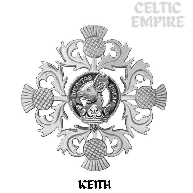 Keith Family Clan Crest Scottish Four Thistle Brooch