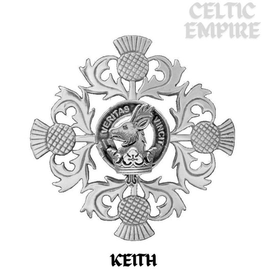 Keith Family Clan Crest Scottish Four Thistle Brooch