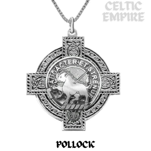 Pollock Family Clan Crest Celtic Cross Pendant Scottish