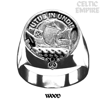 Wood Scottish Family Clan Crest Ring  ~  Sterling Silver and Karat Gold