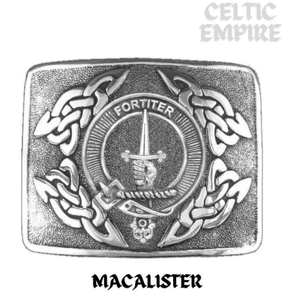 MacAlister Family Clan Crest Interlace Kilt Belt Buckle
