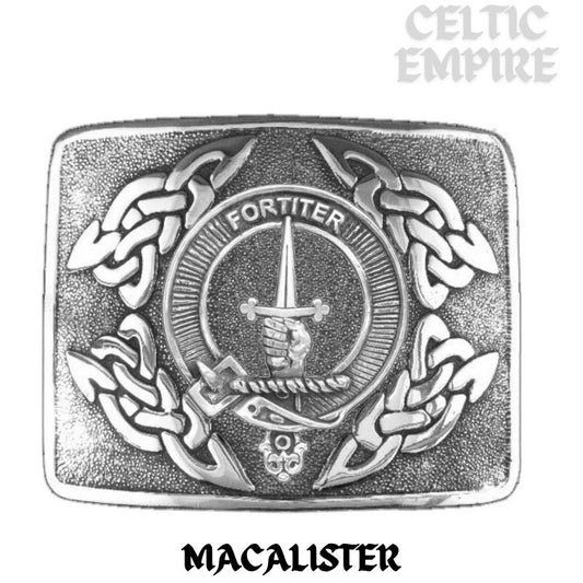 MacAlister Family Clan Crest Interlace Kilt Belt Buckle