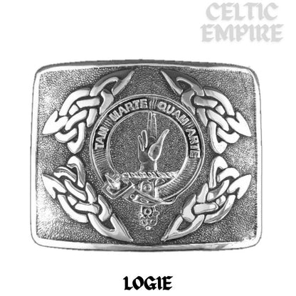 Logie Family Clan Crest Interlace Kilt Belt Buckle