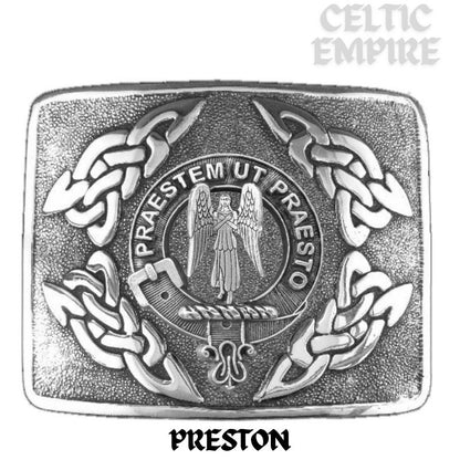 Preston Family Clan Crest Interlace Kilt Belt Buckle