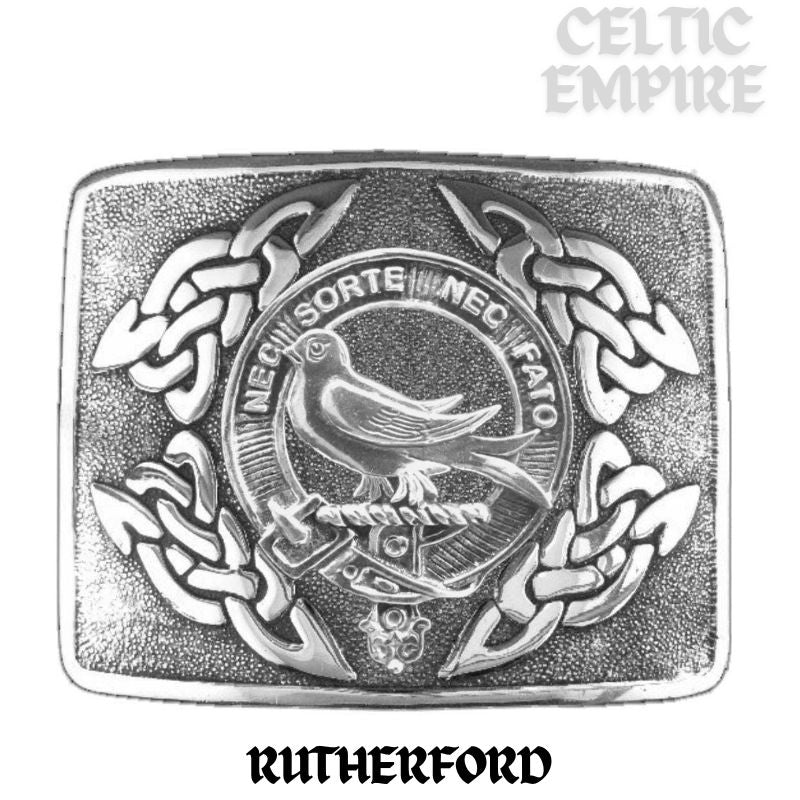 Rutherford Family Clan Crest Interlace Kilt Belt Buckle