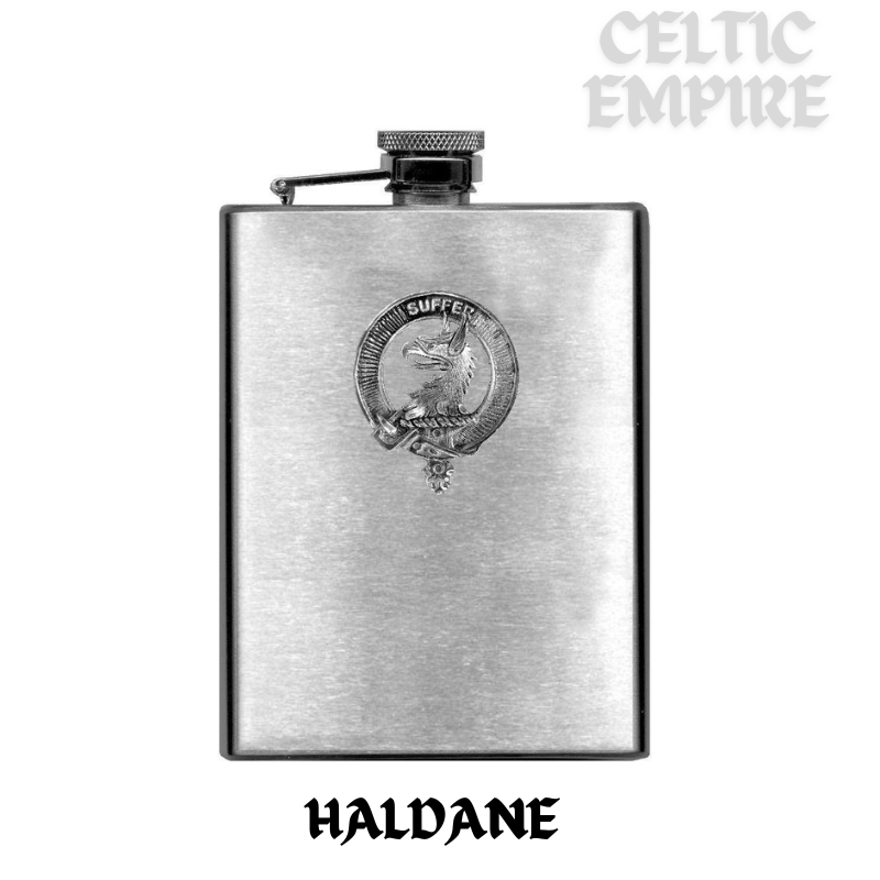 Haldane Family Clan Crest Scottish Badge Stainless Steel Flask 8oz