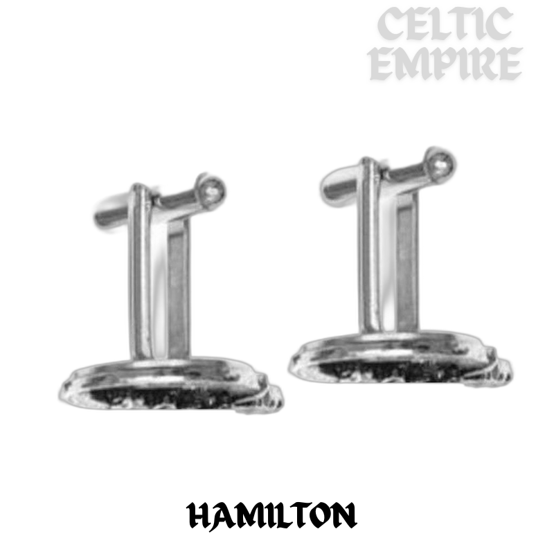 Hamilton Family Clan Crest Scottish Cufflinks; Pewter, Sterling Silver and Karat Gold