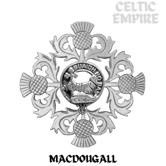 MacDougall Family Clan Crest Scottish Four Thistle Brooch