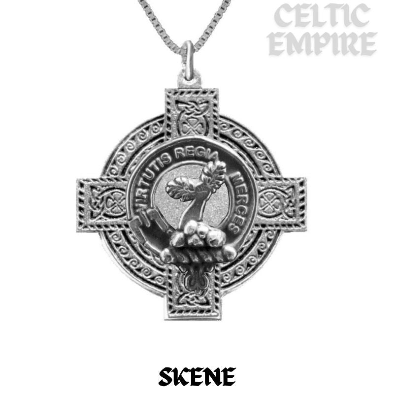 Skene Family Clan Crest Celtic Cross Pendant Scottish