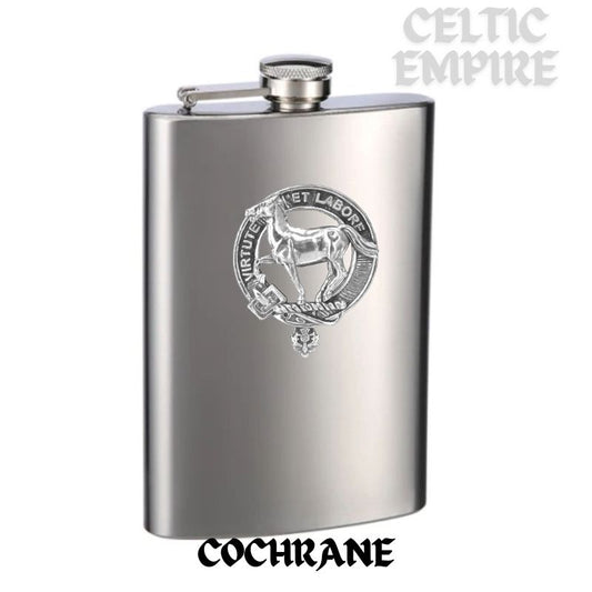 Cochrane Family Clan Crest Scottish Badge Stainless Steel Flask 8oz