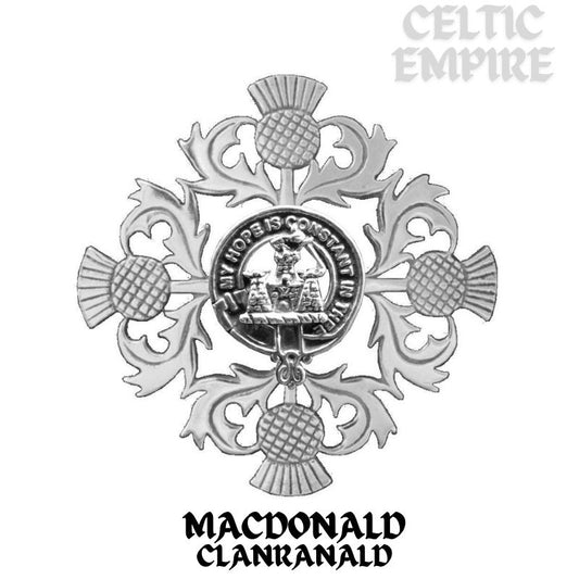 MacDonald (Family Clanranald) Family Clan Crest Scottish Four Thistle Brooch