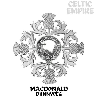 MacDonald (Dunnyveg) Family Clan Crest Scottish Four Thistle Brooch