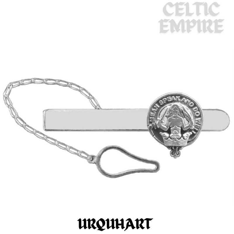 Urquhart Family Clan Crest Scottish Button Loop Tie Bar ~ Sterling silver