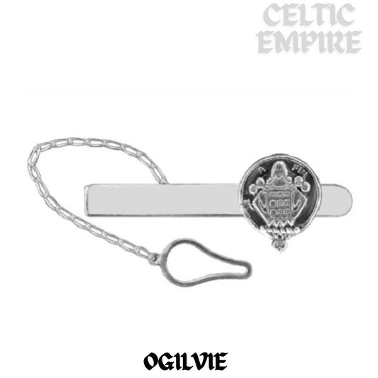 Ogilvie Family Clan Crest Scottish Button Loop Tie Bar ~ Sterling silver