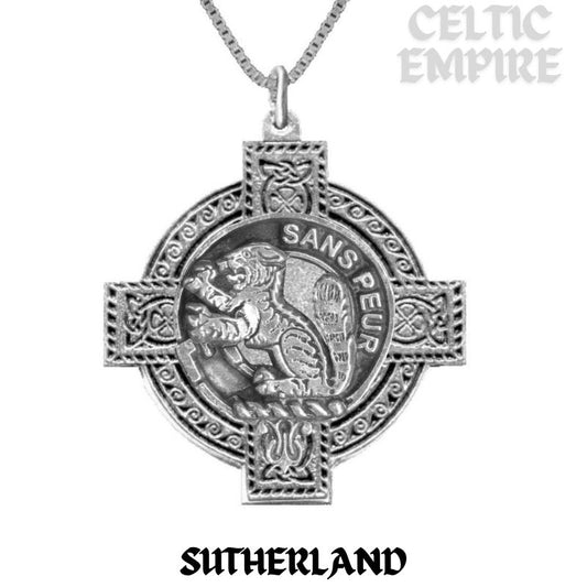 Sutherland Family Clan Crest Celtic Cross Pendant Scottish
