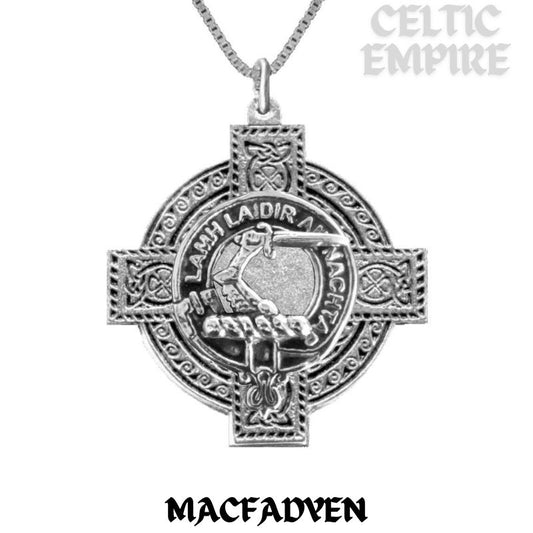 MacFadden Family Clan Crest Celtic Cross Pendant Scottish