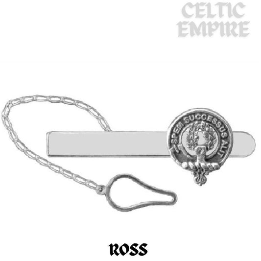 Ross Family Clan Crest Scottish Button Loop Tie Bar ~ Sterling silver