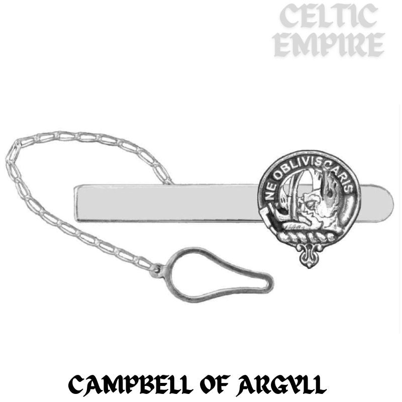 Campbell Argyll Family Clan Crest Scottish Button Loop Tie Bar ~ Sterling silver