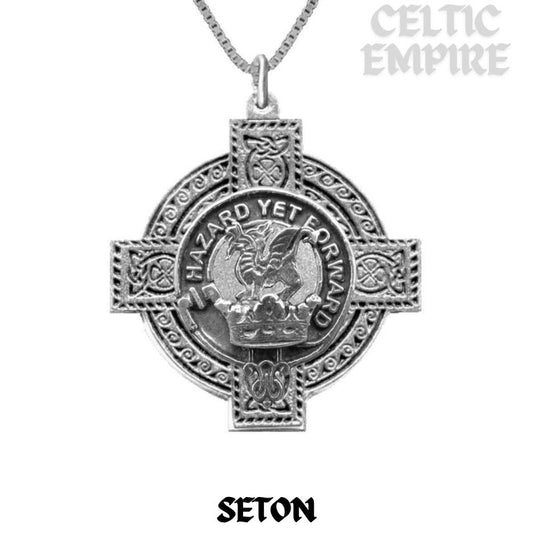 Seton Family Clan Crest Celtic Cross Pendant Scottish