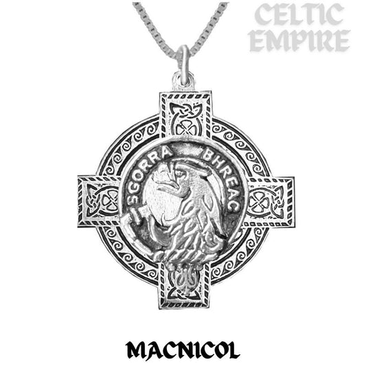 MacNicol Family Clan Crest Celtic Cross Pendant Scottish