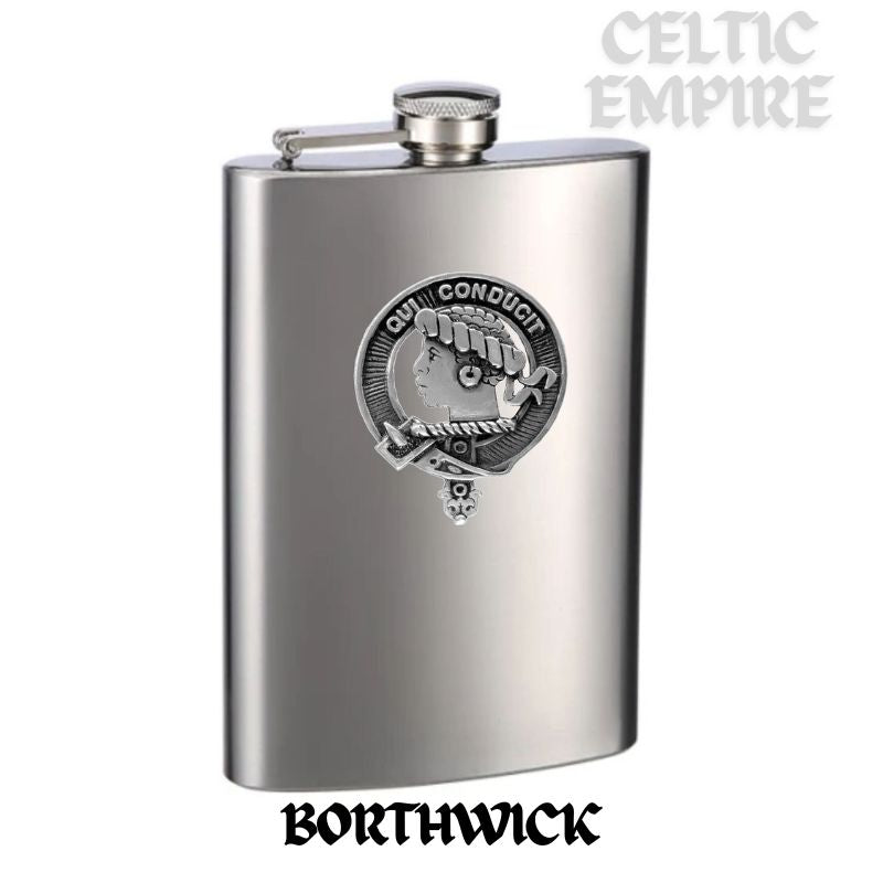 Borthwick Family Clan Crest Scottish Badge Stainless Steel Flask 8oz