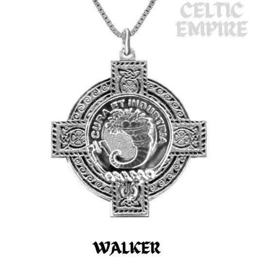 Walker Family Clan Crest Celtic Cross Pendant Scottish