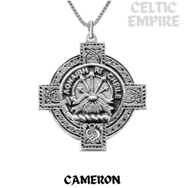 Cameron Family Clan Crest Celtic Cross Pendant Scottish