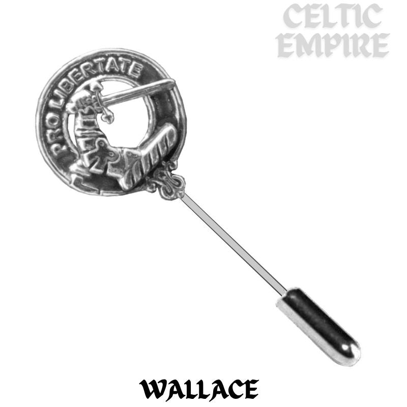 Wallace Family Clan Crest Stick or Cravat pin, Sterling Silver