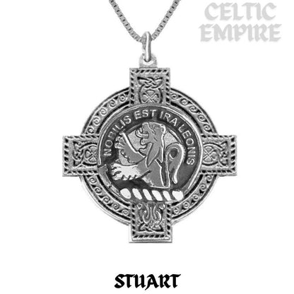 Stuart Family Clan Crest Celtic Cross Pendant Scottish
