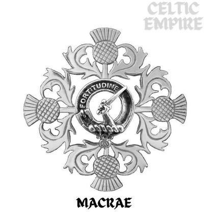 MacRae Family Clan Crest Scottish Four Thistle Brooch