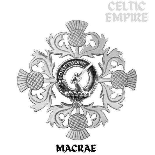 MacRae Family Clan Crest Scottish Four Thistle Brooch