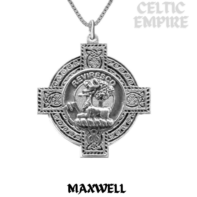 Maxwell Family Clan Crest Celtic Cross Pendant Scottish