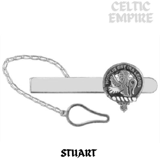 Stuart Family Clan Crest Scottish Button Loop Tie Bar ~ Sterling silver