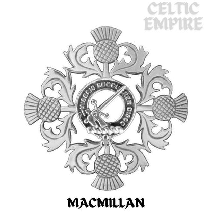 MacMillan Family Clan Crest Scottish Four Thistle Brooch