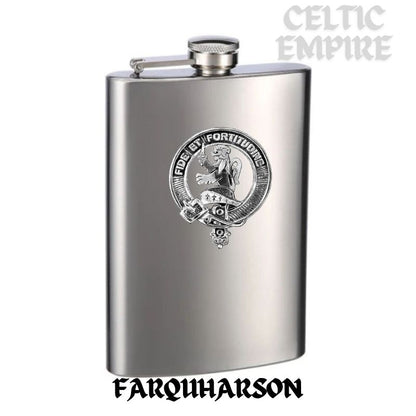 Farquharson Family Clan Crest Scottish Badge Stainless Steel Flask 8oz