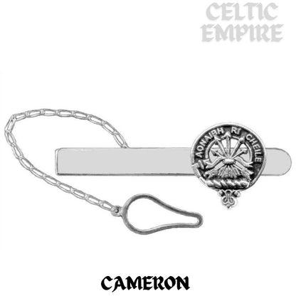 Cameron Family Clan Crest Scottish Button Loop Tie Bar ~ Sterling silver