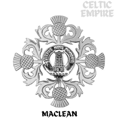 MacLean Family Clan Crest Scottish Four Thistle Brooch